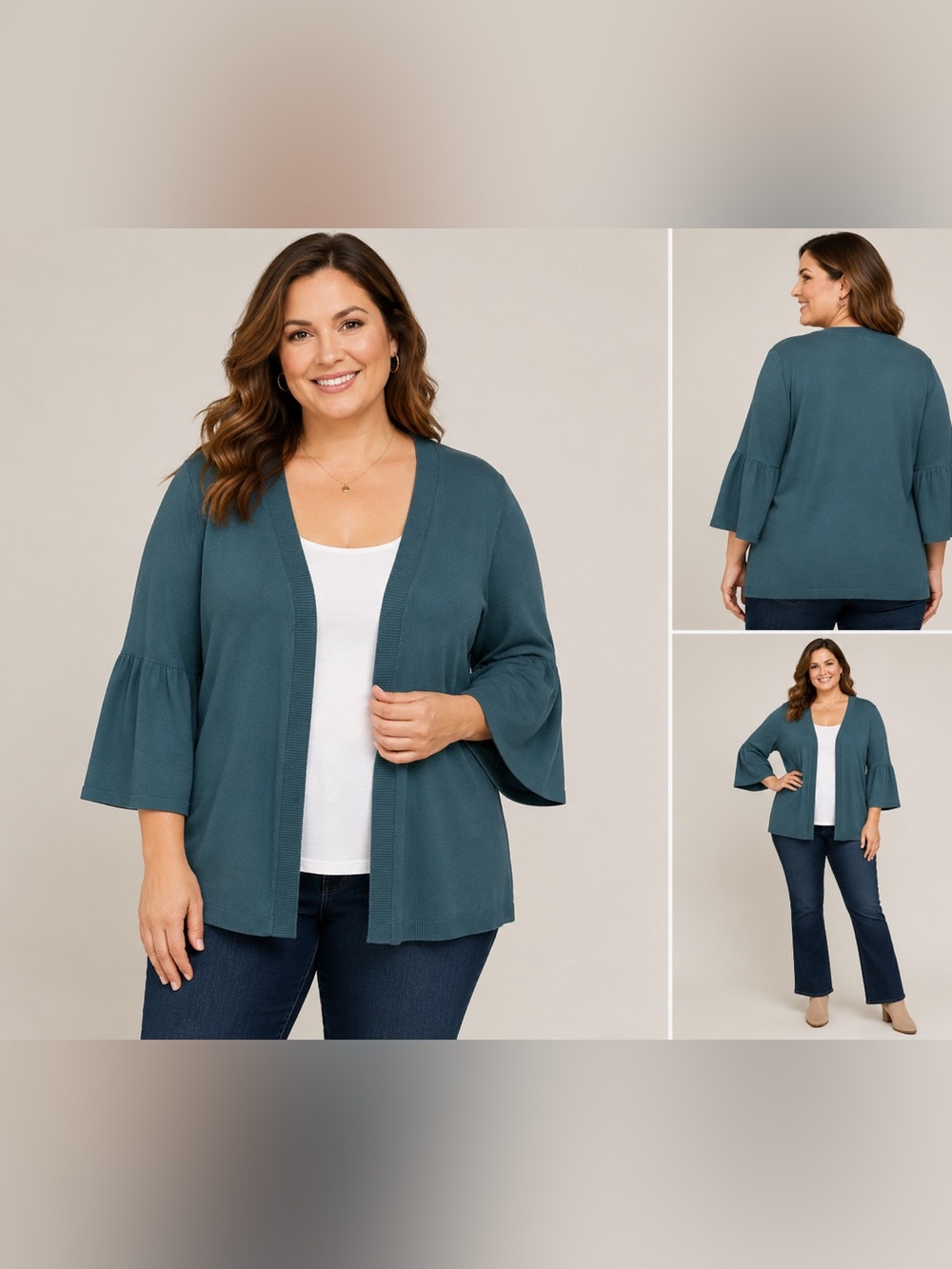 Time and Tru Teal Knit Open-Front Cardigan